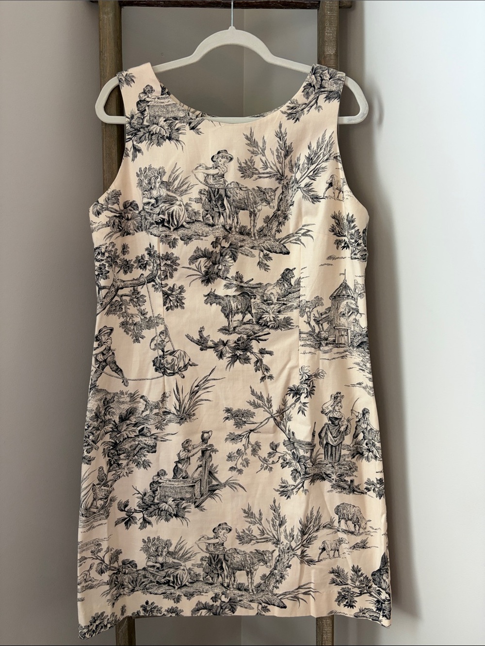 Charlotte Kellogg Palm Beach Sleev Shift Dress - Cream with Black Toile